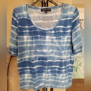 Jones New York Short Sleeve Blue Striped Top
